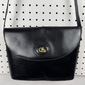 Vintage Cristian Made In‎ Italy Genuine Leather Equestrian Crossbody Black Bag
